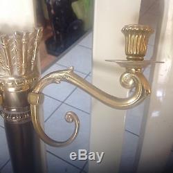 Unique Stunning Pair of Bronze Gold Plated Wall Sconces Art Deco MINT CONDITION