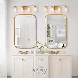 Uolfin 28 in. Modern Farmhouse Bathroom Vanity Light, 4-Light Gold Wall Sconces