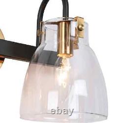 Uolfin 2-Light Gold and Black Wall Sconce with Clear Glass Shades