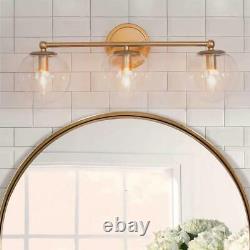 Uolfin 3-Light Brass Gold Modern Globe Bathroom Vanity Wall Sconce