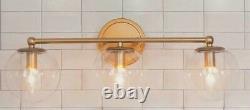 Uolfin 3-Light Brass Gold Modern Globe Bathroom Vanity Wall Sconce