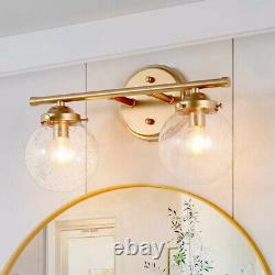 Uolfin Bathroom Vanity Light 2-Light Gold Wall Sconce with Seeded Glass Shades