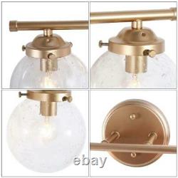 Uolfin Bathroom Vanity Wall Sconce Gold Seeded Glass Globe Shades (2-Light)