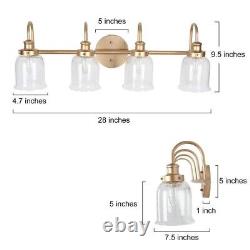 Uolfin Bell Bathroom Vanity Light 28.3-in 4-Light Brass Gold Wall Sconce A04592