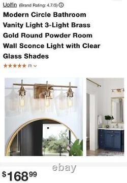 Uolfin Modern Bathroom Vanity Light 3-Light Brass Gold Wall Sconce