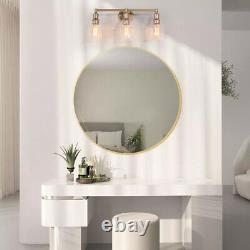 Uolfin Modern Gold Vanity Light, 3-Light Brass Wall Sconce with Clear Glass Shades