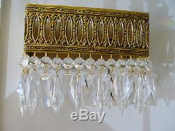 VINTAGE Large 10 x 8 BRASS Crystal Wall SCONCE from SPAIN 4 AVAILABLE