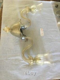 VINTAGE MURANO GLASS gold infused Art Glass double wall sconce from Italy