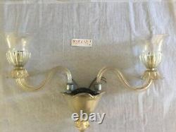 VINTAGE MURANO GLASS gold infused Art Glass double wall sconce from Italy