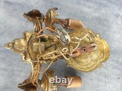 VINTAGE PAIR SOLID BRASS EARLY 1900s ELECTRIC WALL SCONCES