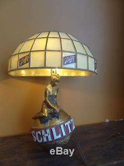 VINTAGE Schlitz Beer Woman Lady Gold World Globe Wall Sconce Lamp Light Sign Bar
