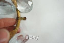 VTG ITALIAN Gilt Metal TOLE Crystal Candle WALL SCONCES Single Candle Holder 19