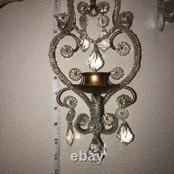 VTG Murano Glass Candle Wall Sconces Pr Venetian Chandelier Style Prisms Beaded