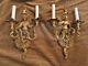 VTG Pair Gilt Brass Metropolitan Asian French Gold Sconce Rococo Wall Sconces