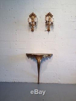 Venetian sconces gold hollywood regency wall lamps made in ITALY wood