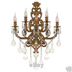 Versailles 5 Light French Gold Crystal Ornate Wall Sconce Light 19 x 32 Large