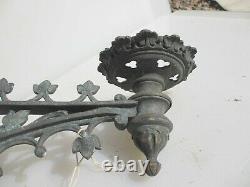 Victorian Brass Church Wall Light Bracket Candle Sconce Old Gothic Antique 17D