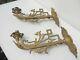 Victorian Brass Gas Wall Lights Antique Old Rococo Gilt Leaf Sconces Griffin