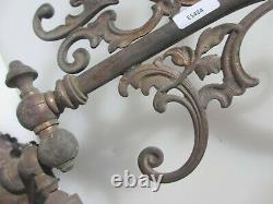Victorian Brass Gas Wall Lights Lamps Antique Old Rococo Leaf Sconce Georgian