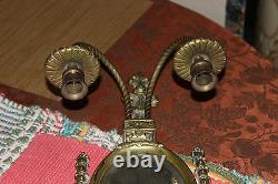 Victorian Style Brass Metal Wall Mounted Sconce Candlestick Holders WithMirror