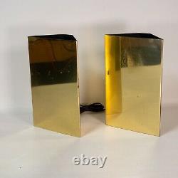 Vintage 1960s Art Deco Brass Corner Wall Mounted Light Lamp Wall Sconces Gold
