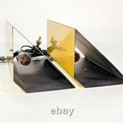 Vintage 1960s Art Deco Brass Corner Wall Mounted Light Lamp Wall Sconces Gold