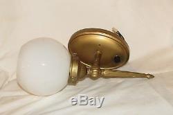 Vintage 2 Matching Pair Torch Wall Lights Sconces Milk Glass Globes With Plug in