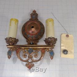 Vintage ANTIQUE Brass Art Nouveau Wall Sconce REWIRED and READY to GO