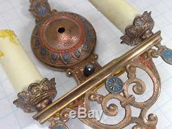 Vintage ANTIQUE Brass Art Nouveau Wall Sconce REWIRED and READY to GO