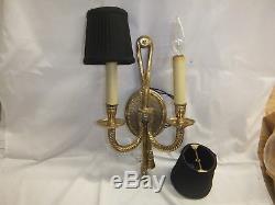 Vintage Antique Cast Brass Gold Lights Regency French Style Wall Sconces