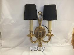 Vintage Antique Cast Brass Gold Lights Regency French Style Wall Sconces