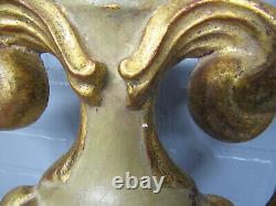 Vintage Antique Large Pair Italian Gold Gilt Flower Urn Wall Sconces 23 tall