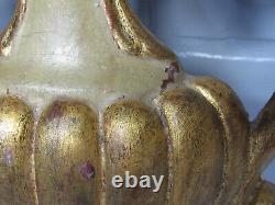 Vintage Antique Large Pair Italian Gold Gilt Flower Urn Wall Sconces 23 tall