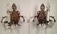 Vintage Antique PAIR Spanish Brass Wall Sconces Hollywood Regency Crystals