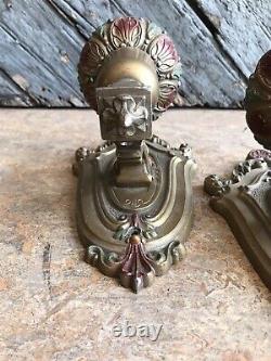 Vintage Art Deco Cast Aluminum Wall Sconce Pair Wall Light Fixtures With Color
