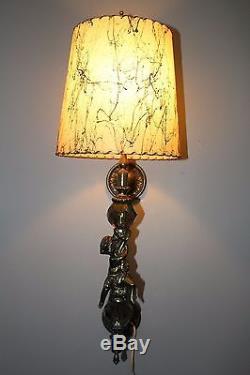 Vintage Brass/Lucite Angel Wall Sconces/Lights Pair Hollywood Regency 29 1/2