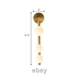 Vintage Brass Modern 3 Lights Frosted Glass Vanity Lighting Wall Sconces Fixture