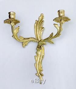 Vintage Brass Two Arm Wall Sconce Candelabras X 2 Art Nouveau Baroque Rococo