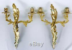 Vintage Brass Two Arm Wall Sconce Candelabras X 2 Art Nouveau Baroque Rococo