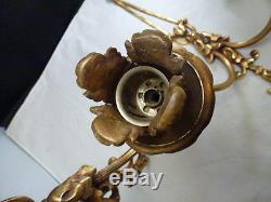 Vintage Candle Holder, GOLD TONE ORMALOU Metal, 2 Arm, Wall hanging SCONCES