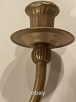 Vintage Cast Metal Wall Candle Sconces Flowers Daffodils Gold Swing Arm Art Deco