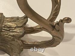 Vintage Cast Metal Wall Candle Sconces Flowers Daffodils Gold Swing Arm Art Deco