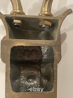 Vintage Cast Metal Wall Candle Sconces Flowers Daffodils Gold Swing Arm Art Deco