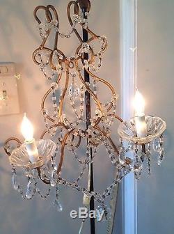 Vintage Chandalier crystal, glass beads Wall Sconce. Shabby Chic