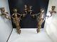 Vintage Cherub Pair Heavy Gold Metal Wall Candle Sconces Figural Gothic Putti