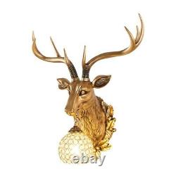 Vintage Country Resin Deer Wall Sconce Light Home Art Decor Crystal Wall Lamp