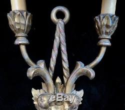 Vintage Early 20th Century Matching Electrified Wood Wall Sconces (4)