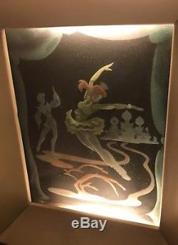 Vintage Etched Glass Metal 3 Way Light Wall Fixture Sconce Art Deco Ballerina