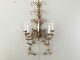 Vintage French Gilt Tole Crystal PAIR Wall Sconces 39 5 light Wall Chandelier