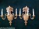 Vintage French Giltwood Tole Urn Flower Basket Pair Wall Sconces Italy Italian